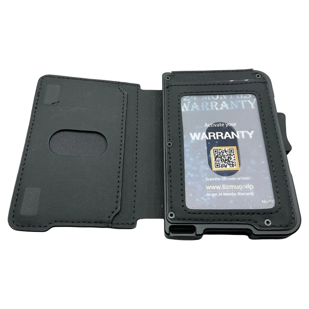 Tizmuo Minimalist RFID Blocking Pop Up Card Holder Wallet Black Leather Slim